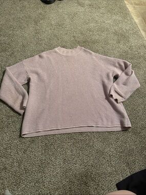 Relaxed Rib-Knit Crewneck Sweater - Dusty Pink Brand Divided Size L